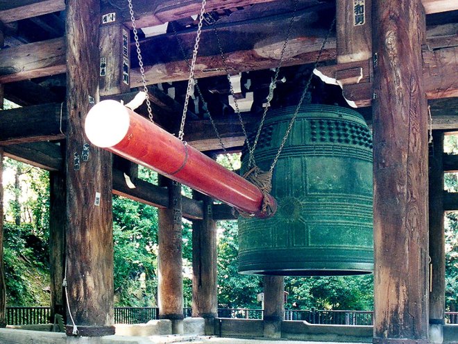 A big Japanese Buddhist temple bell
